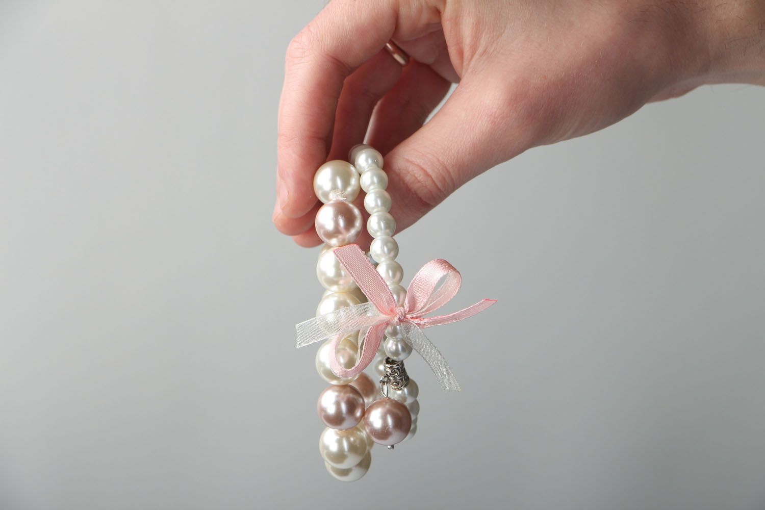 Bracciali di perle fatti a mano braccialetti originali da polso per donna 2 pz foto 4