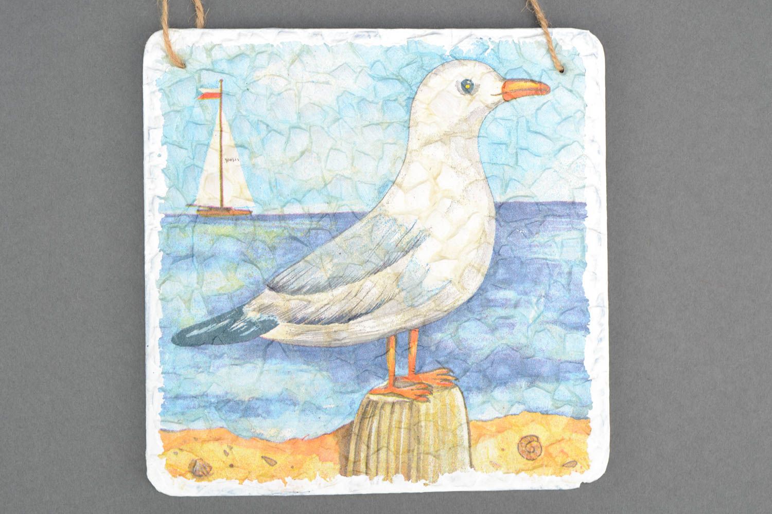 Small decoupage panel with the image of seagull photo 4