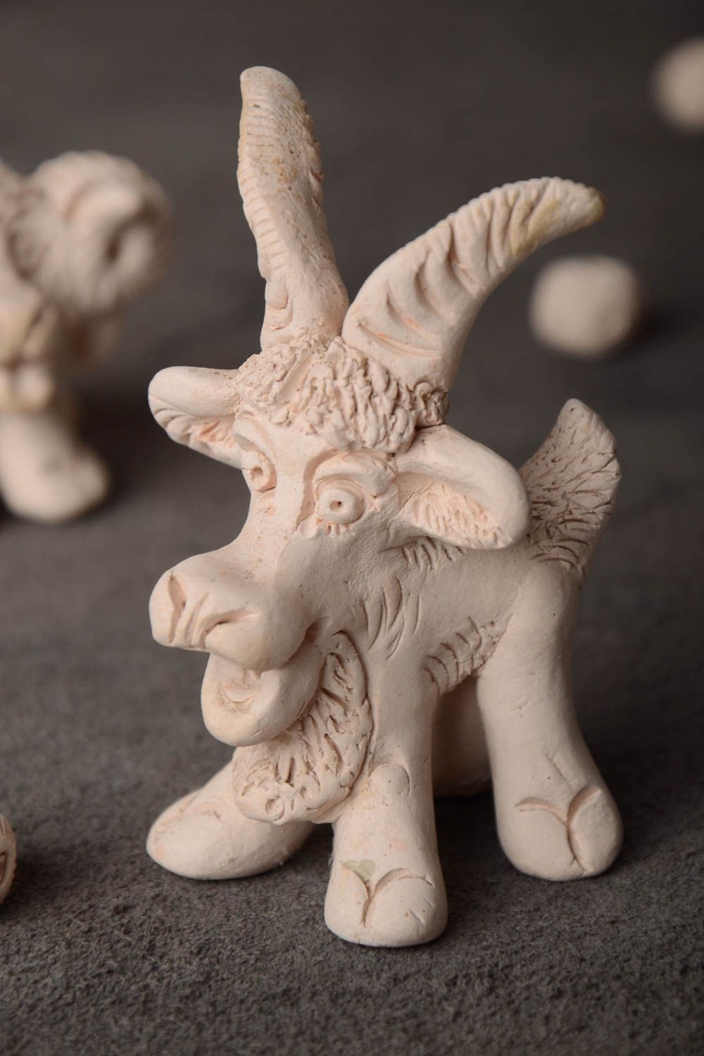 Beautiful handmade designer molded clay statuette of goat for home decor photo 1