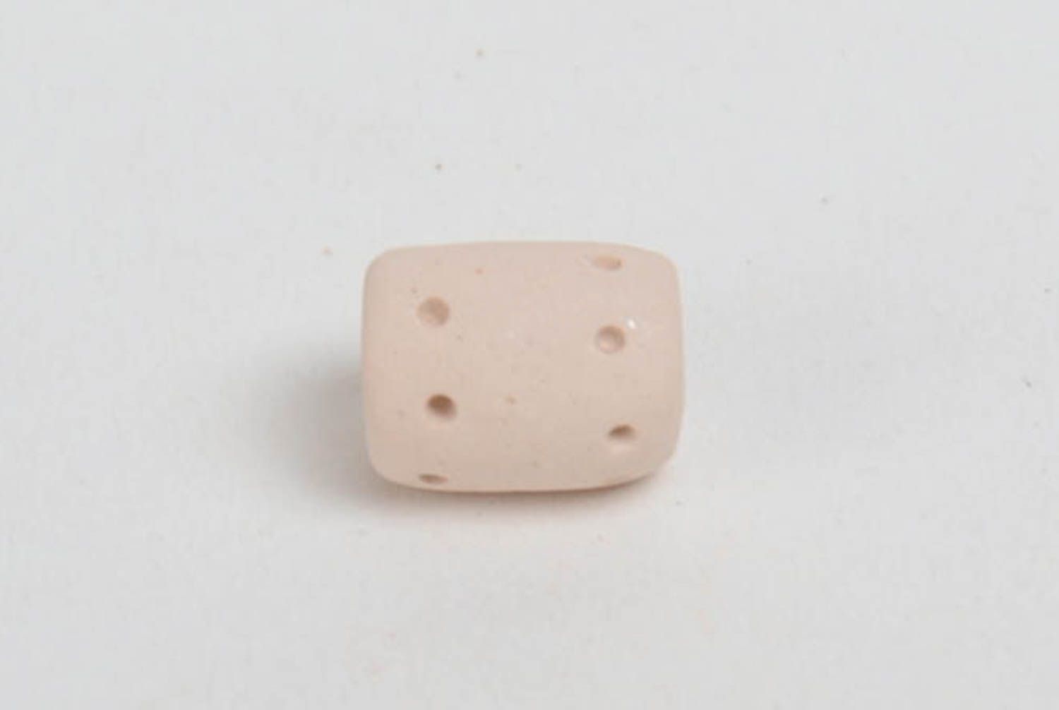 Small cylindric white molded ceramic blank bead for jewelry making photo 2