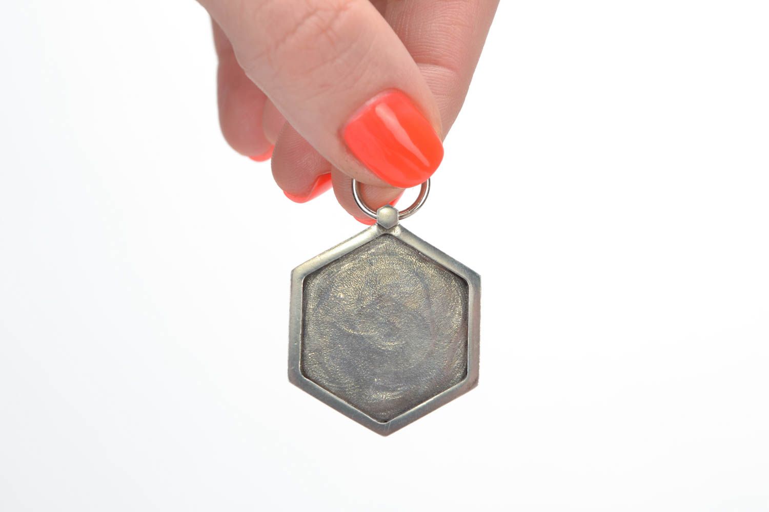 Beautiful hexagon DIY metal blank pendant jewelry making supplies photo 5