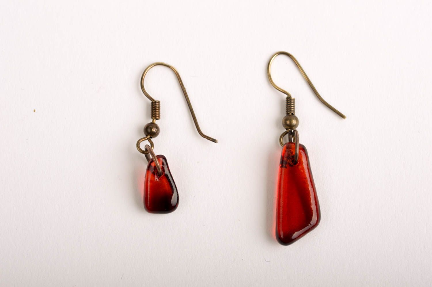 Handmade dangling earrings jewelry made of glass designer feminine earrings photo 2