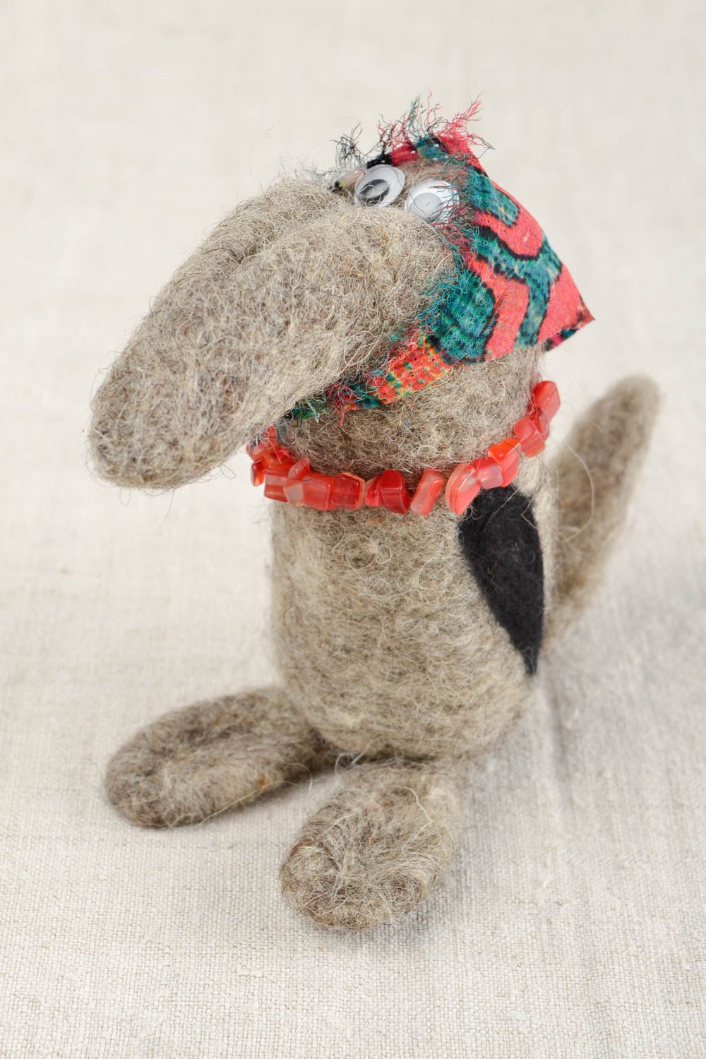 Juguete de fieltro seco muñeca artesanal de lana regalo para niño Corneja gris foto 1