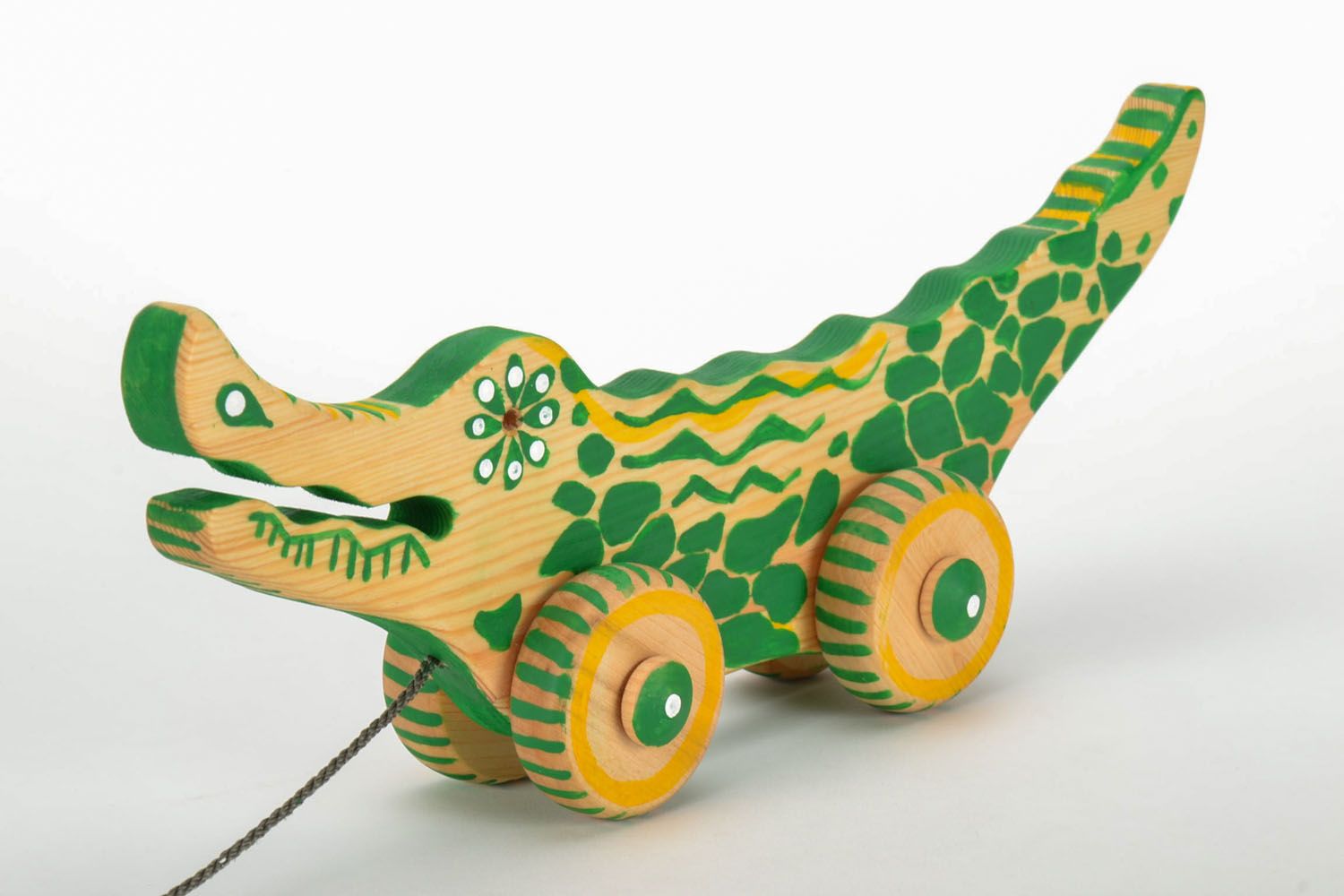 Nachzieher Spielzeug aus Holz Krokodil foto 2
