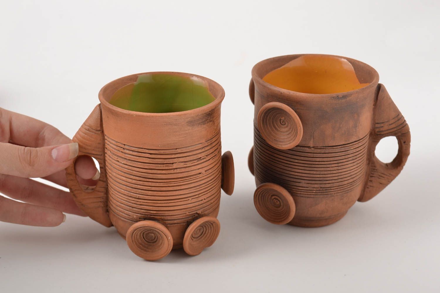 Tazas de barro hechas a mano vajilla de cerámica étnica utensilios de cocina  foto 4