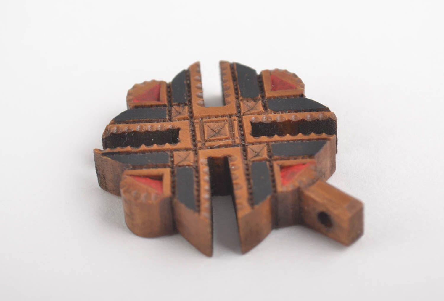 Croce di legno fatta a mano crocetta intagliata originale in legno simpatica foto 4