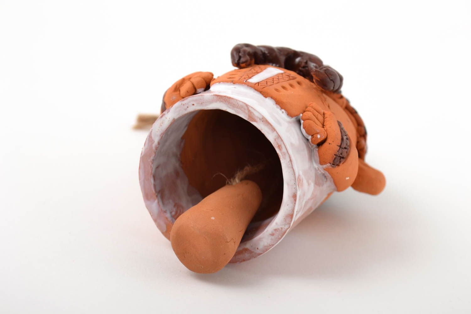 Колокольчик из глины фигурка ручной работы авторская керамика усатый казак фото 2