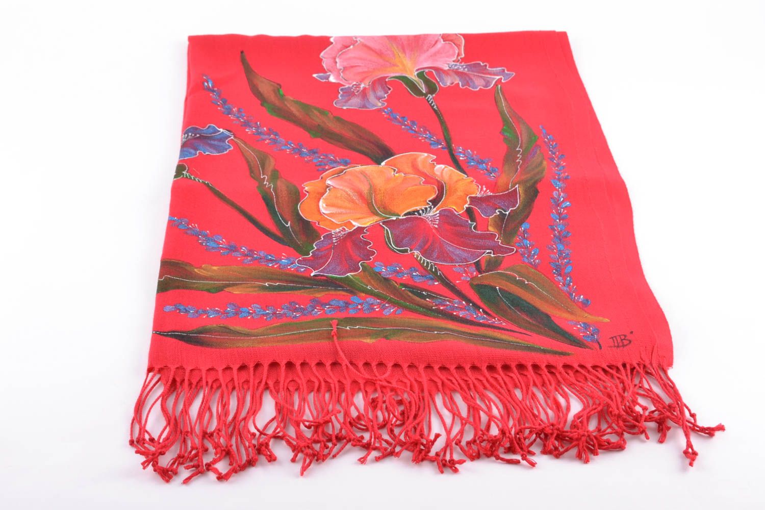 Warm cashmere scarf with painting photo 2