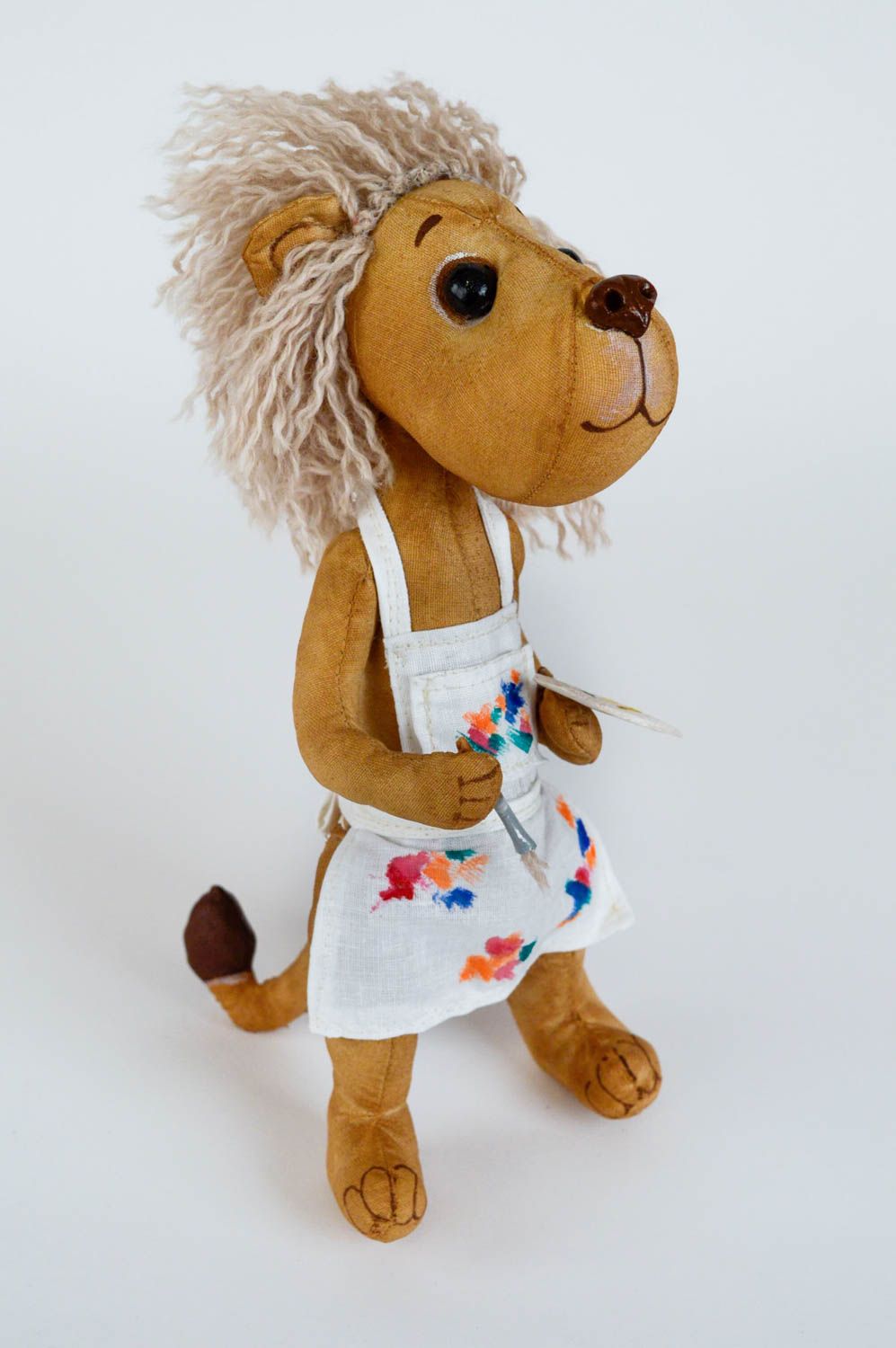 Мягкая игрушка львенок небольшого размера художник коричневая детская хэнд мейд фото 2
