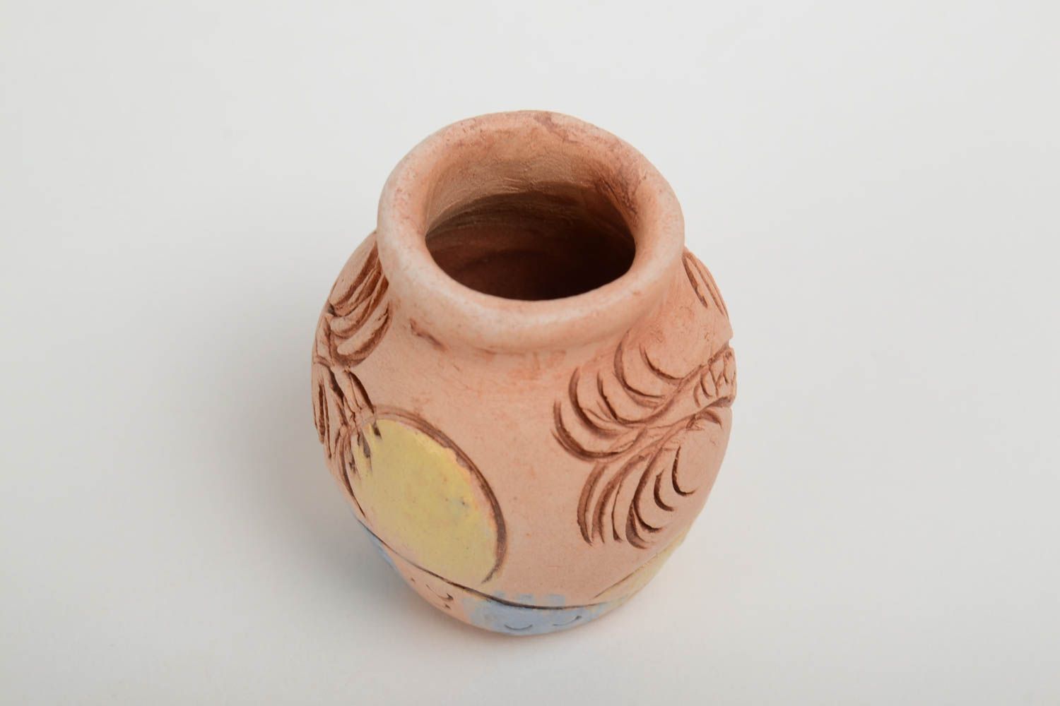 Cruche décorative miniature faite main pour intérieur peinte avec ornement photo 5