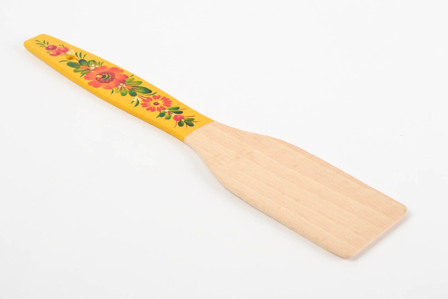 Handmade beautiful spatula stylish wooden utensil painted kitchen accessory photo 4