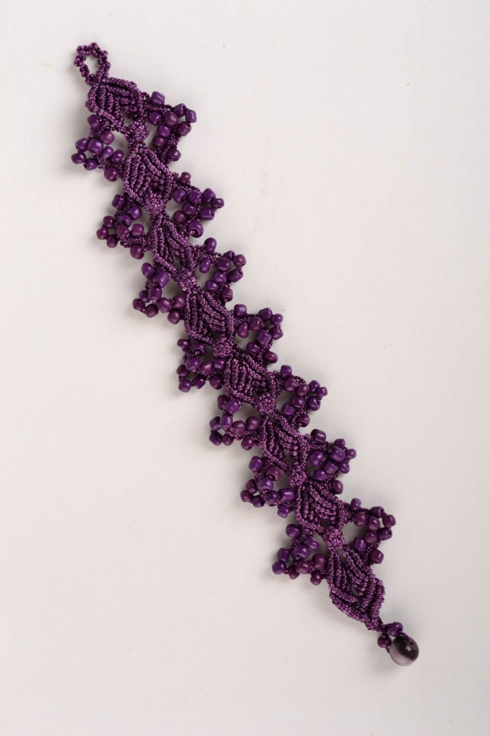 Браслет из бисера украшение ручной работы сливовый плетеный браслет с бисером фото 2