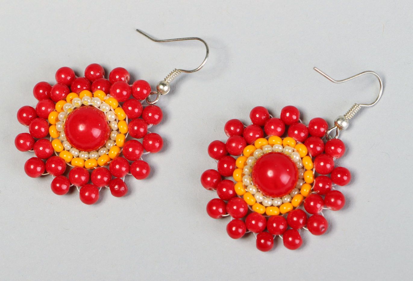 Earrings made of beads and corals photo 3