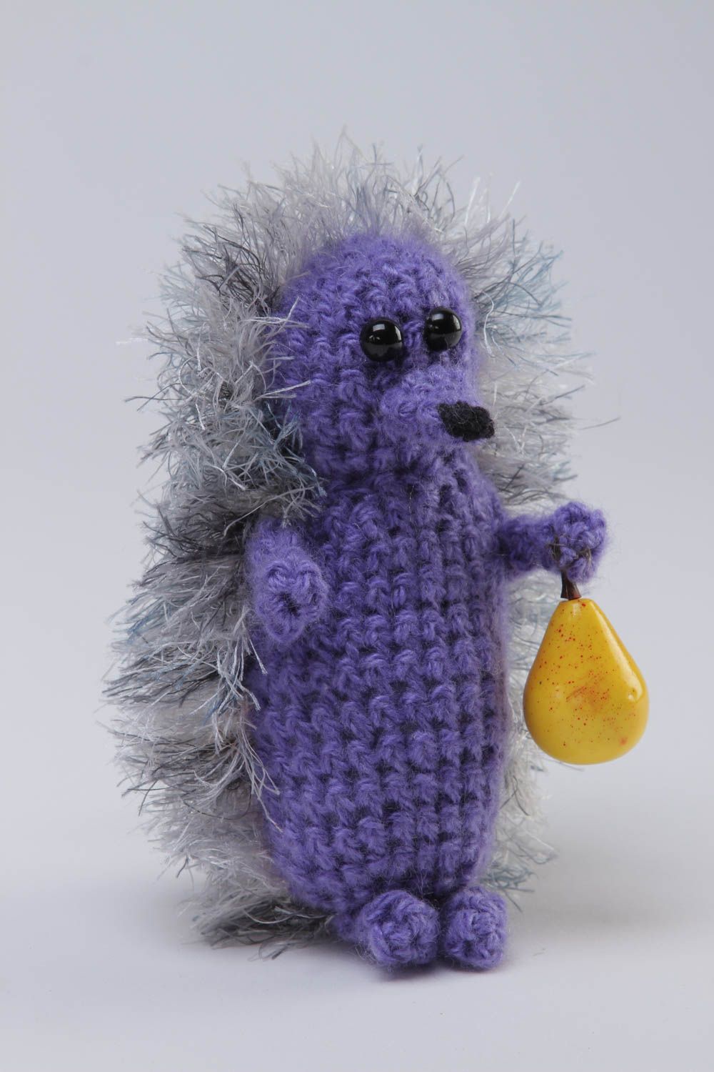 Peluche hérisson faite main Jouet tricoté au crochet violet Cadeau enfant photo 2