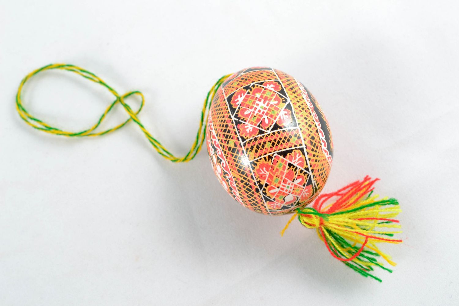 Painted Easter egg with tassels photo 5