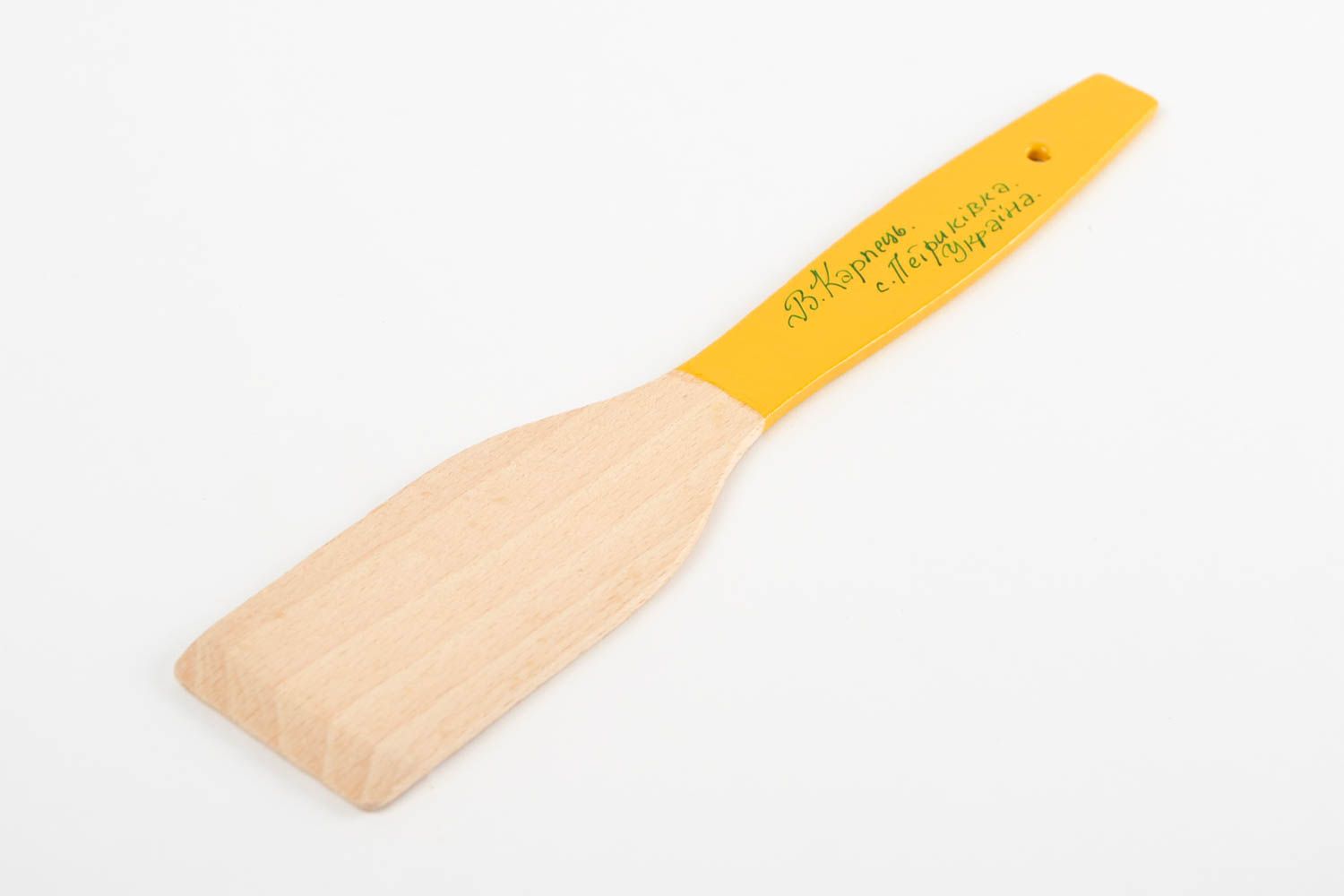 Handmade beautiful spatula stylish wooden utensil painted kitchen accessory photo 5