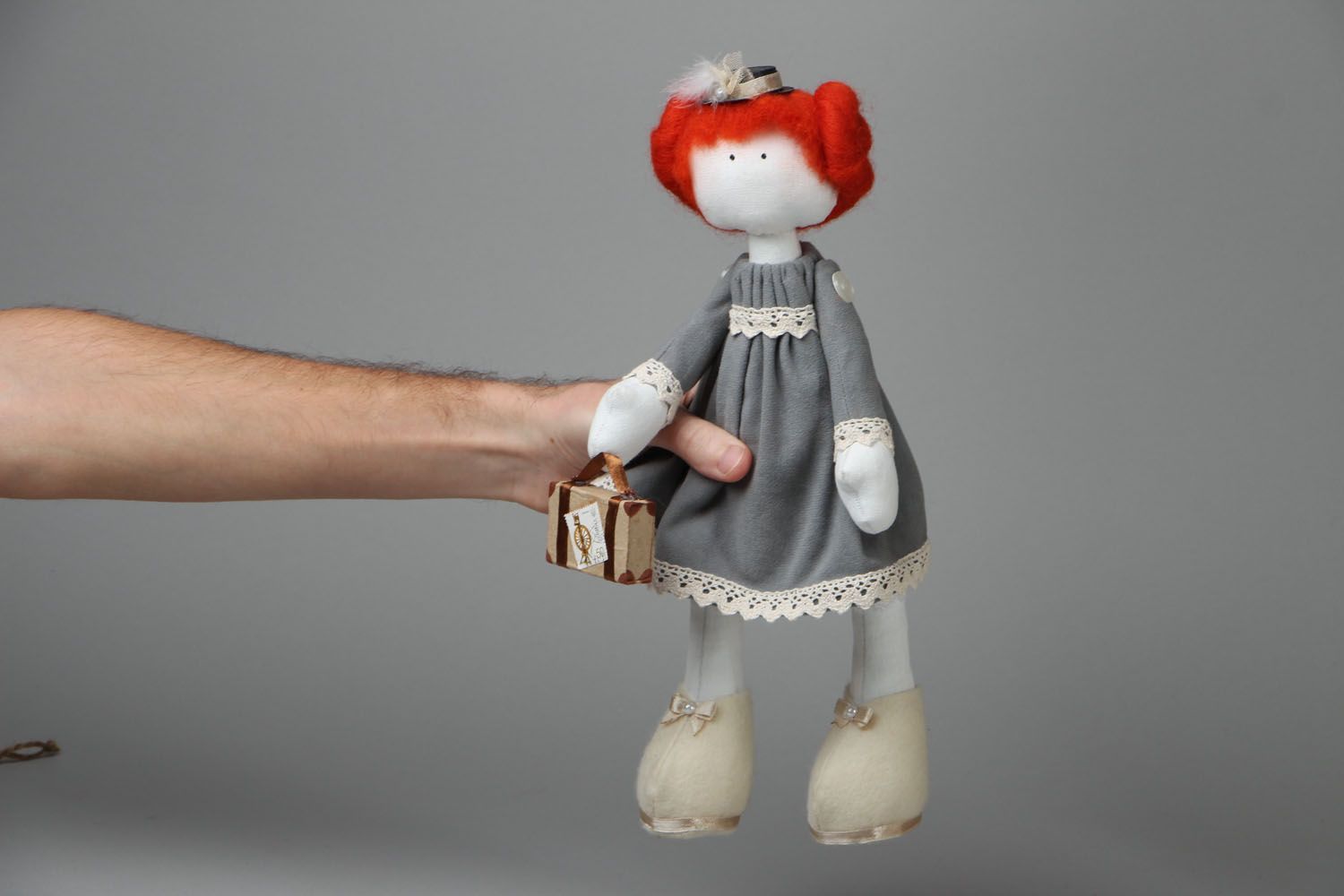 Textile doll made of natural fabrics photo 4