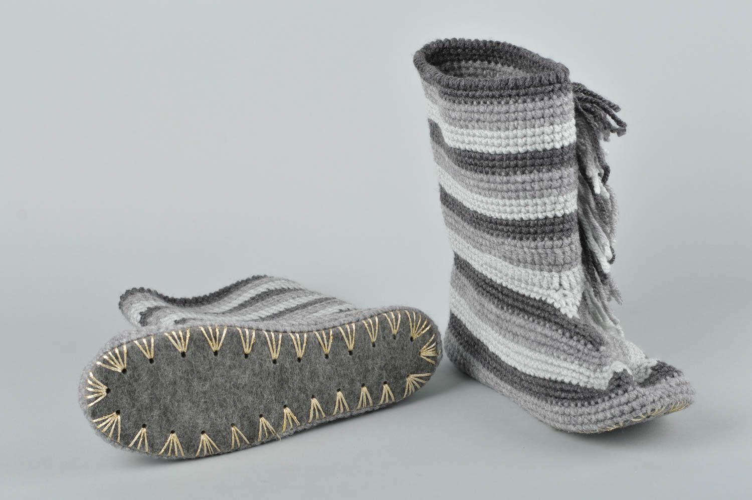 Zapatillas de casa a rayas hechas a mano calzado masculino regalo original foto 2