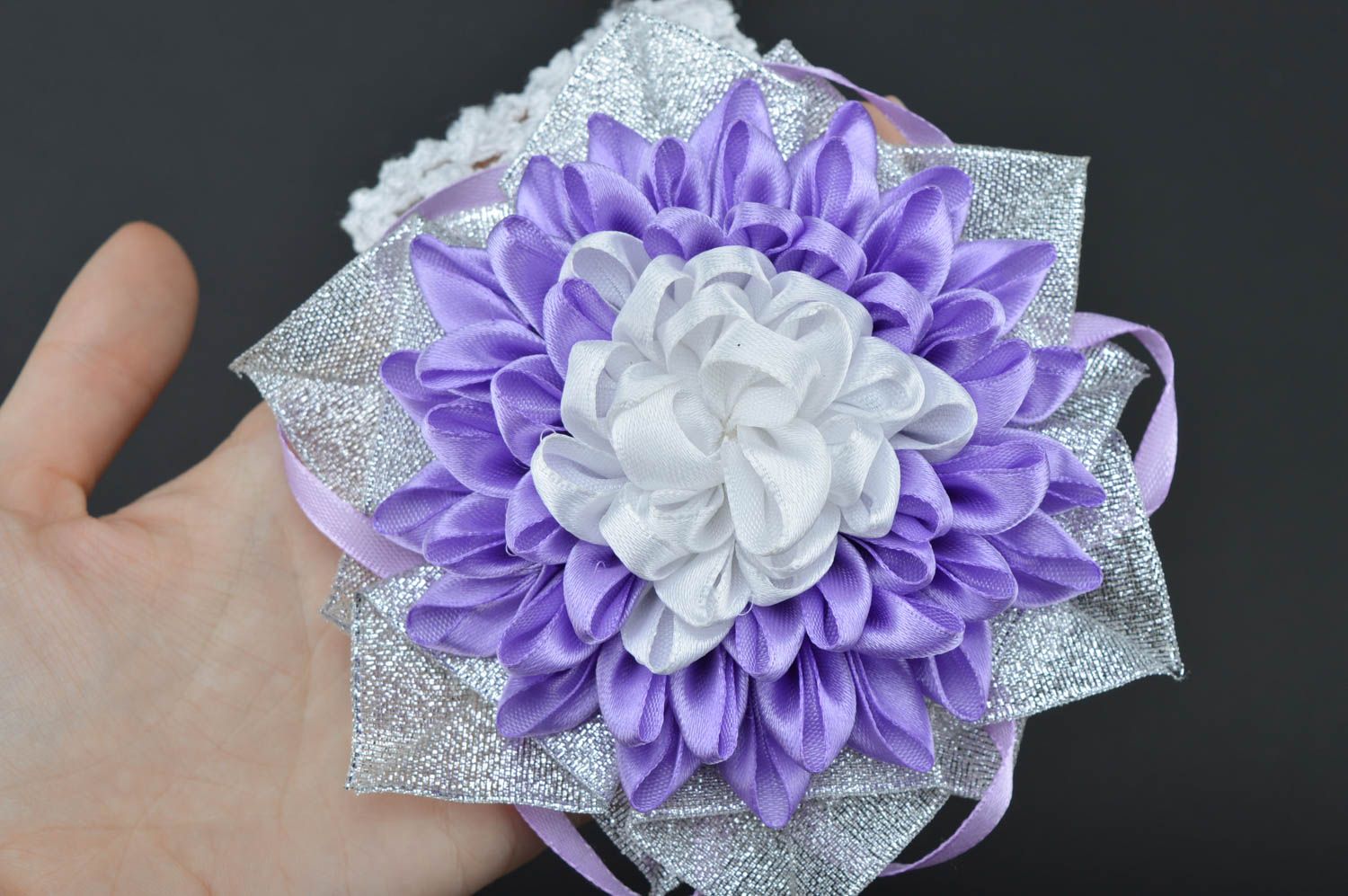 Handmade Haarband mit Blume Haar Accessoire Haarschmuck Blume für Mädchen foto 1