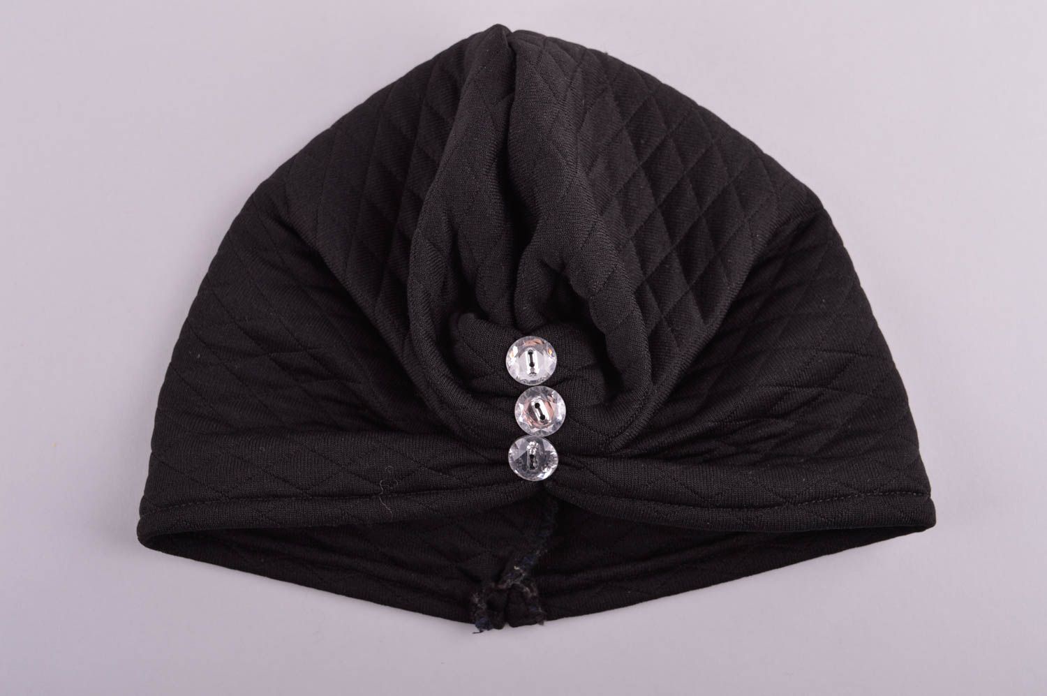 Bonnet noir Chapeau fait main en tissu de style oriental Vêtement femme photo 4
