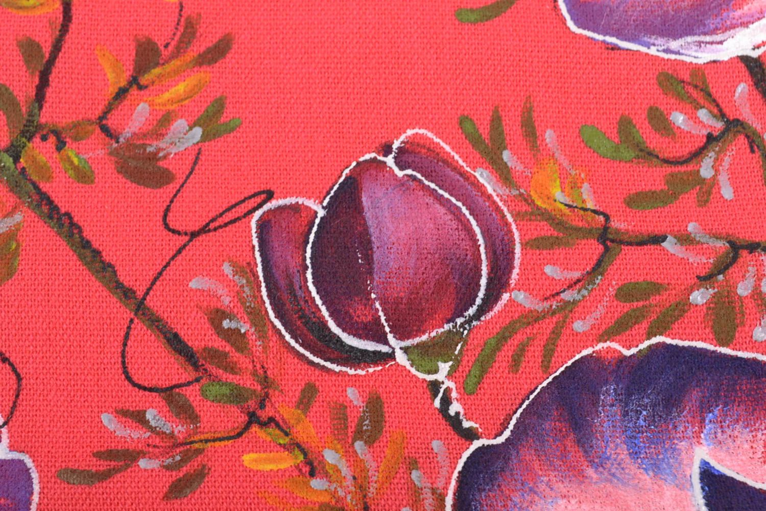 Pañuelo de mujer hecho a mano de cachemir de color escarlata con pintura foto 3