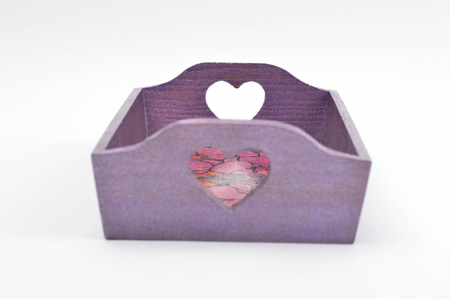 Dulcero hecho a mano caja de madera decoupage color lila regalo original foto 4