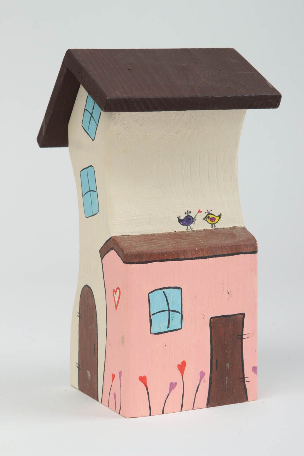 Maisonnette en bois faite main Petite figurine Cadeau original colorée photo 2