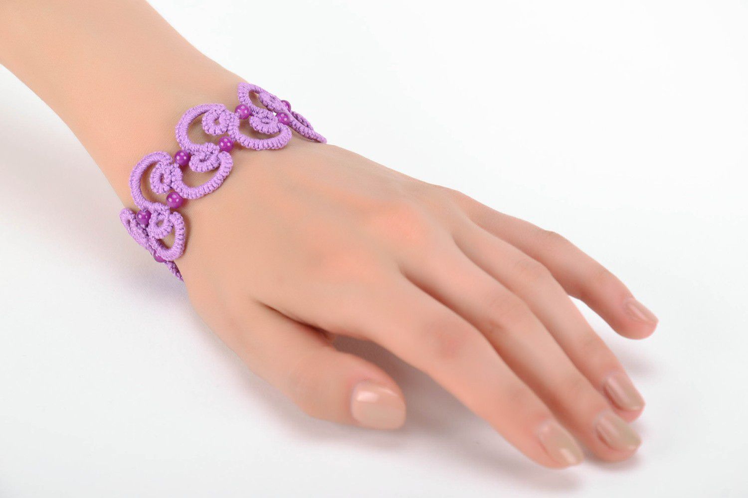 Bracelet tressé lilas fait main photo 5
