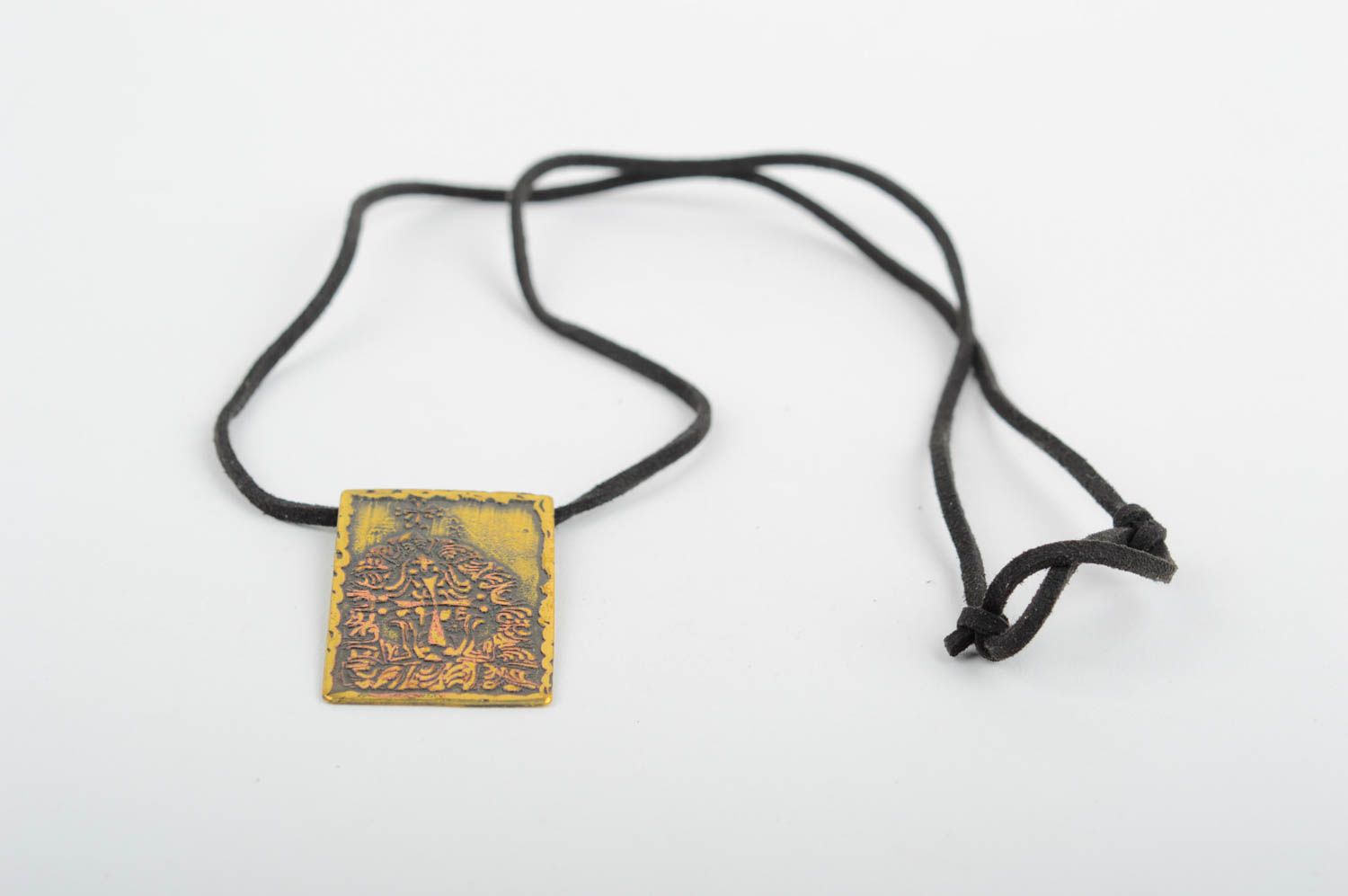 Handmade unusual metal pendant designer brass accessory elegant pendant photo 3