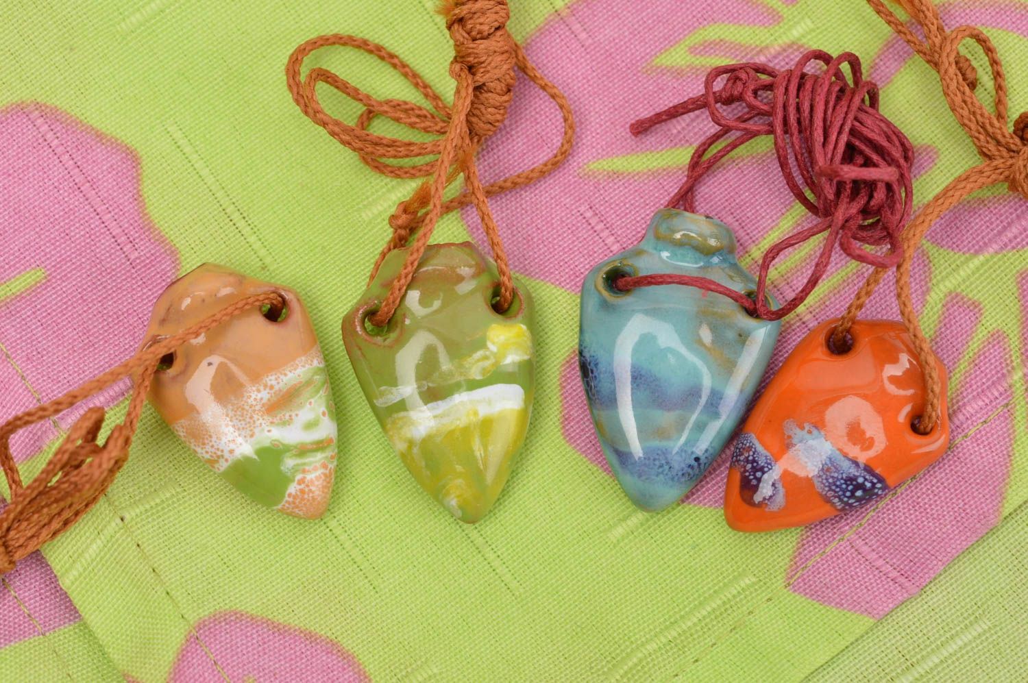 Handmade pendant designer aroma pendant set of 4 items unusual accessory photo 1