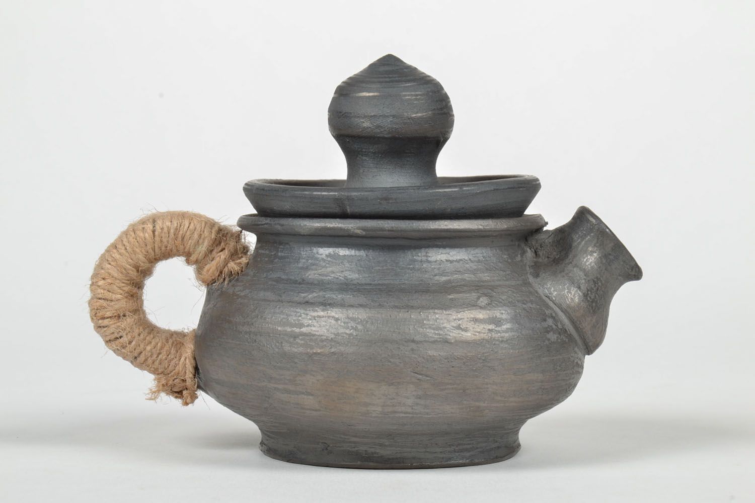 Black-smoked ceramic teapot photo 2