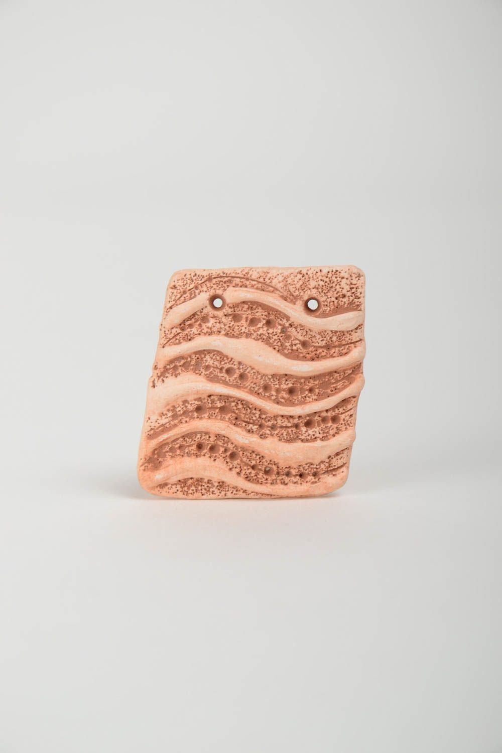 Rectangular handmade designer clay blank pendant of average size DIY photo 2