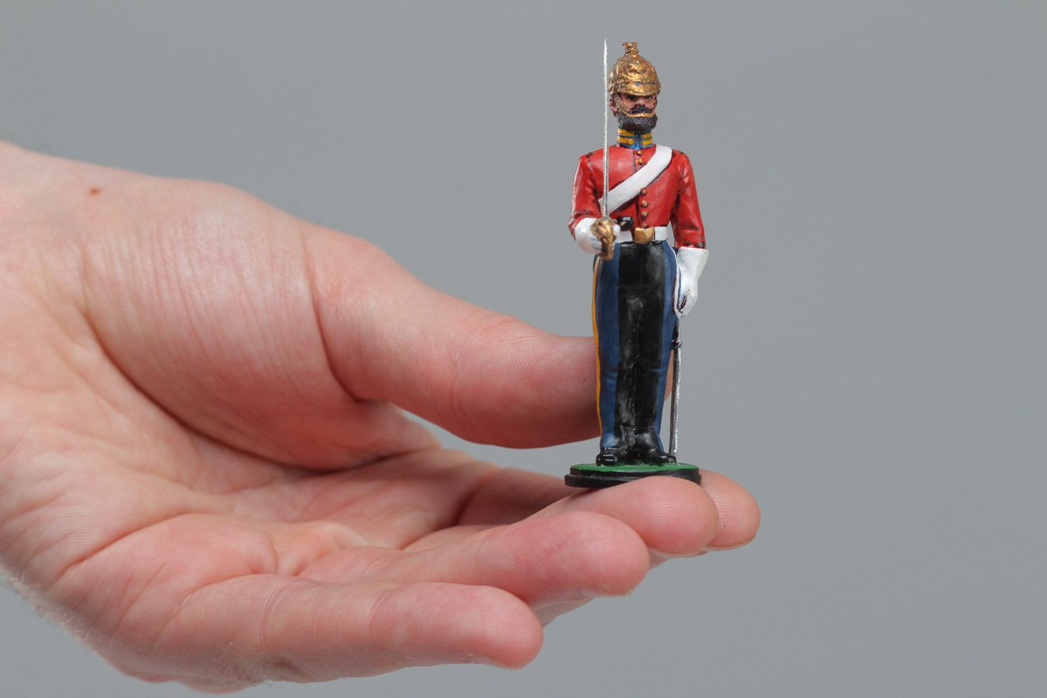 Handmade collectible painted miniature tin figurine of British cavalry soldier  photo 5