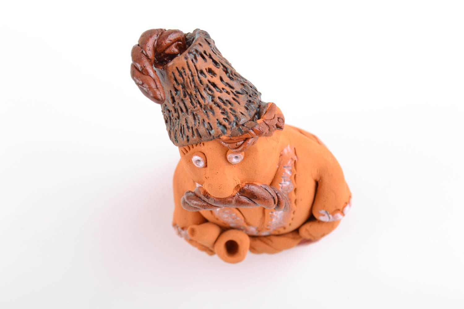 Originelle keramische Figurine handmade bemalte lustige in Form vom Kosaken für Interieur Dekor foto 3