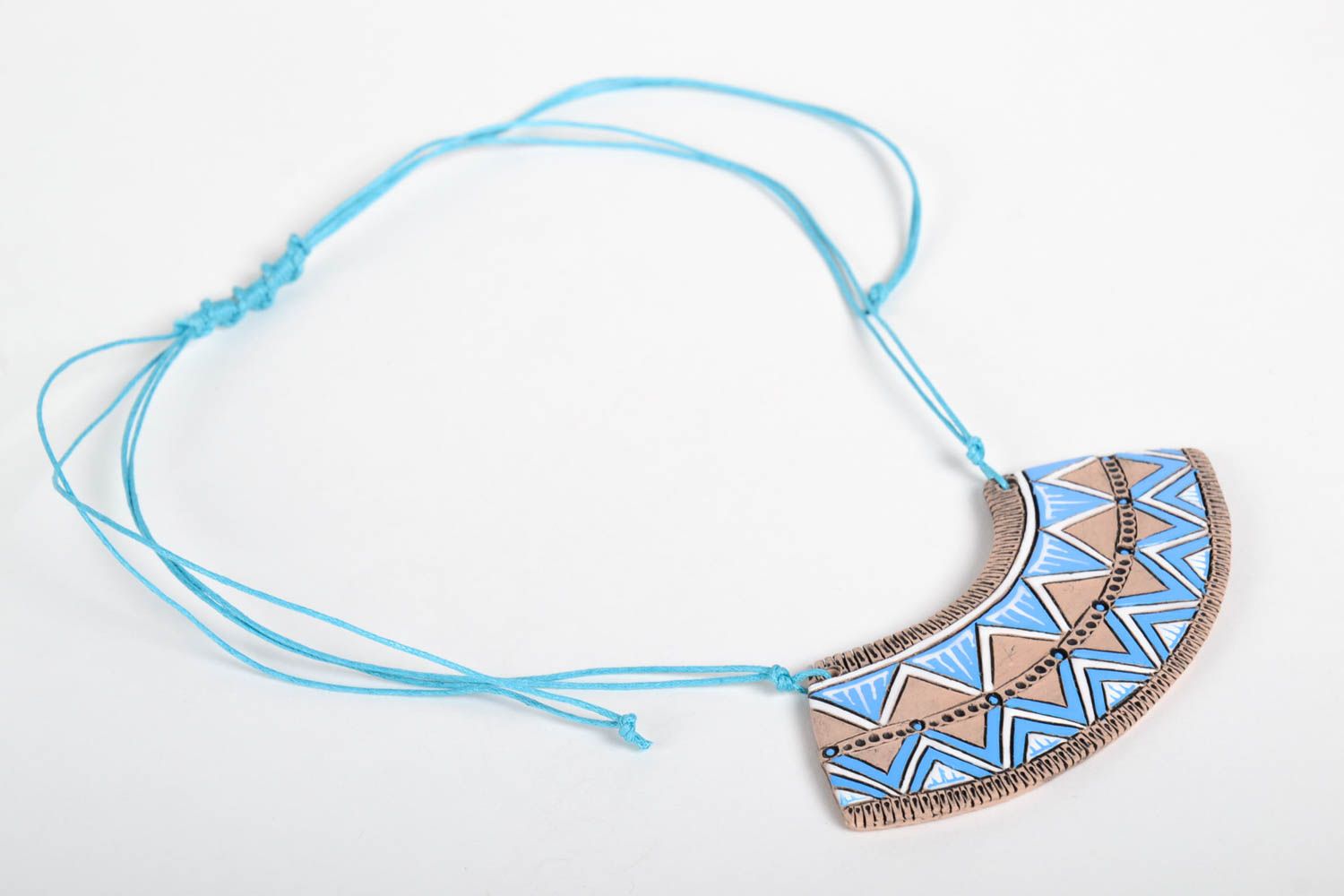 Кулон ручной работы керамическое украшение авторский женский кулон узорный фото 5