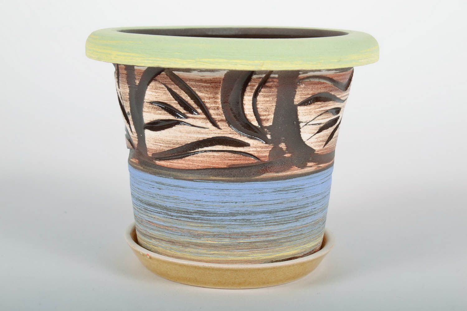 Flowerpot made of faience clay  photo 1