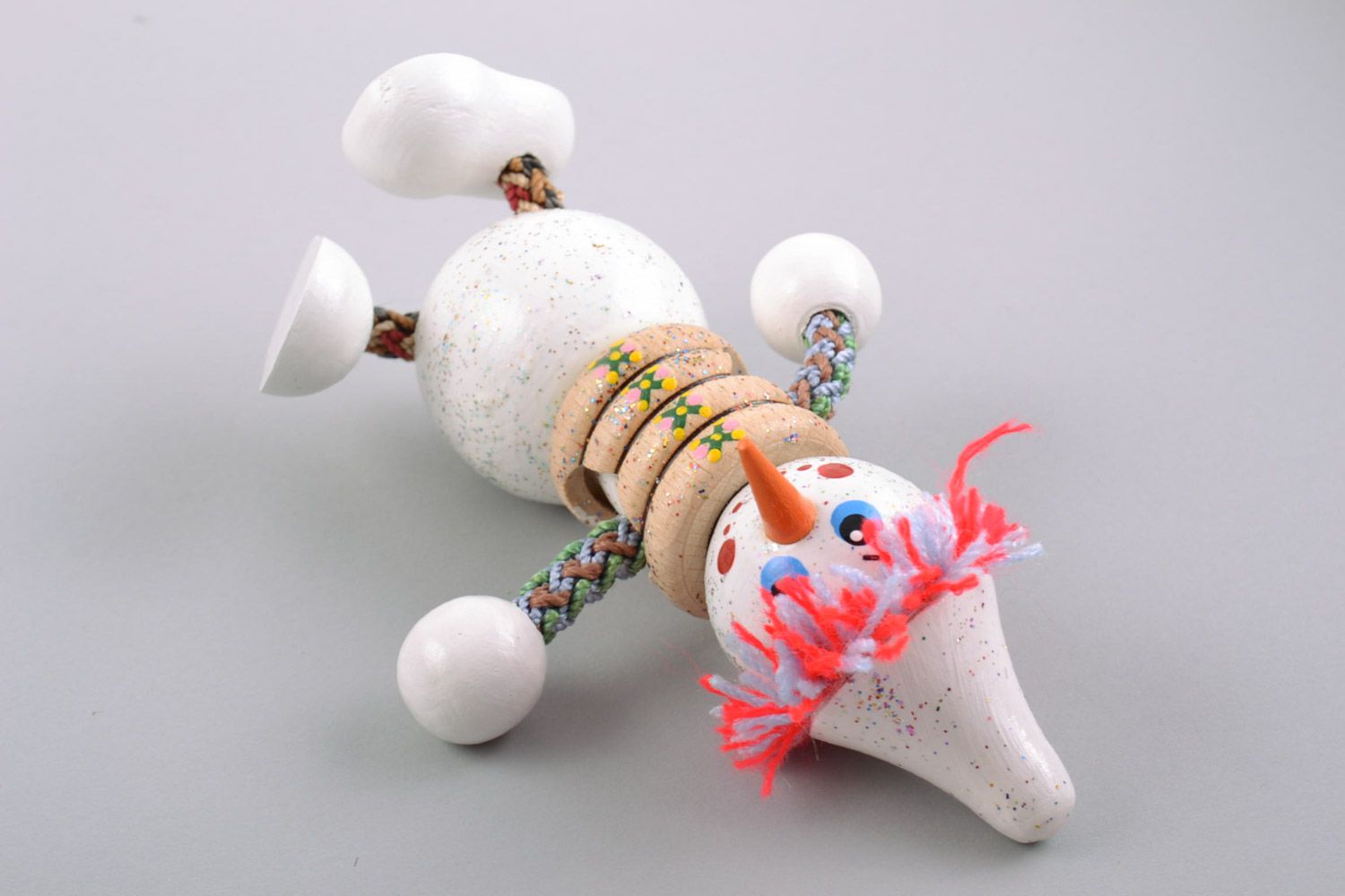 Деревянная игрушка снеговик с росписью ручной работы детская оригинальная фото 5