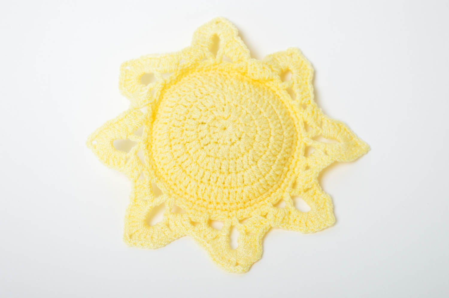 Flocon de neige tricot Déco fait main jaune design à suspendre Décoration Noël photo 4