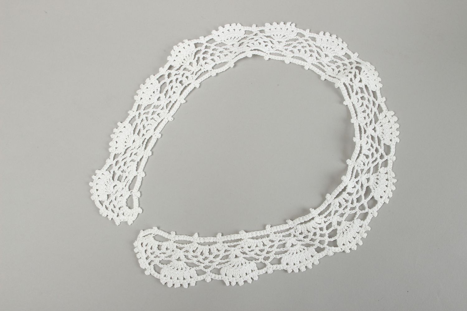 Col blanc Accessoire fait main tricoté au crochet Cadeau femme fils de coton photo 2