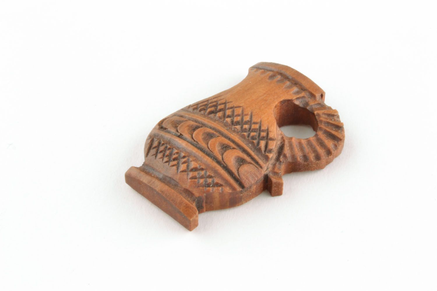 Ciondolo di legno brocca fatto a mano pendente etnico accessori donna
 foto 3