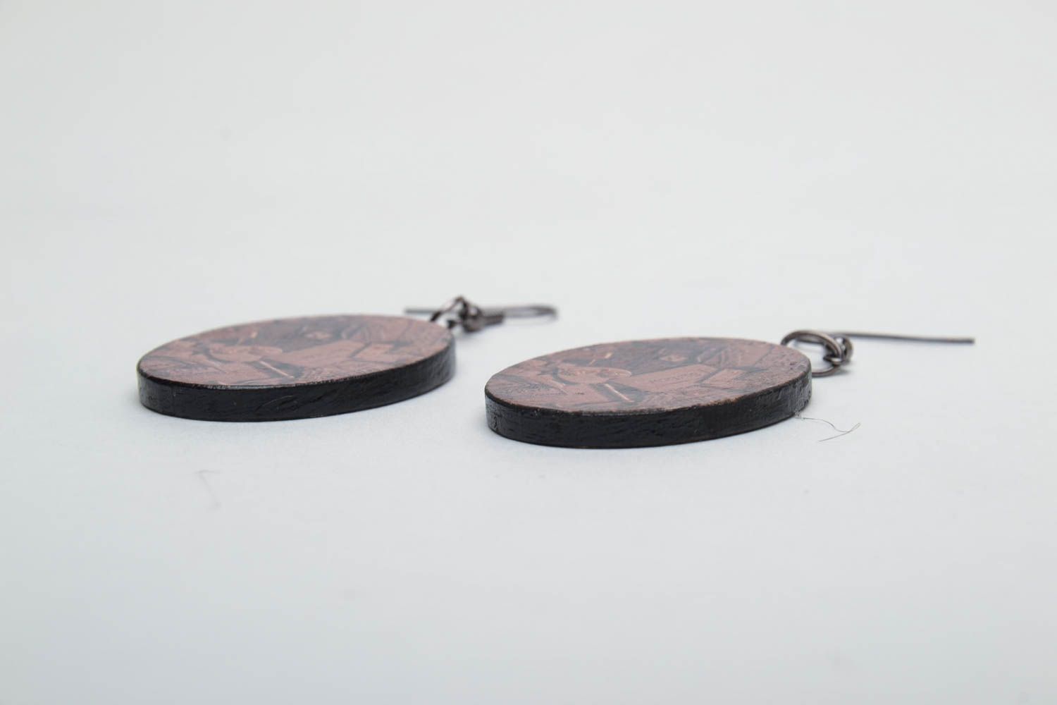Decoupage wooden earrings photo 3