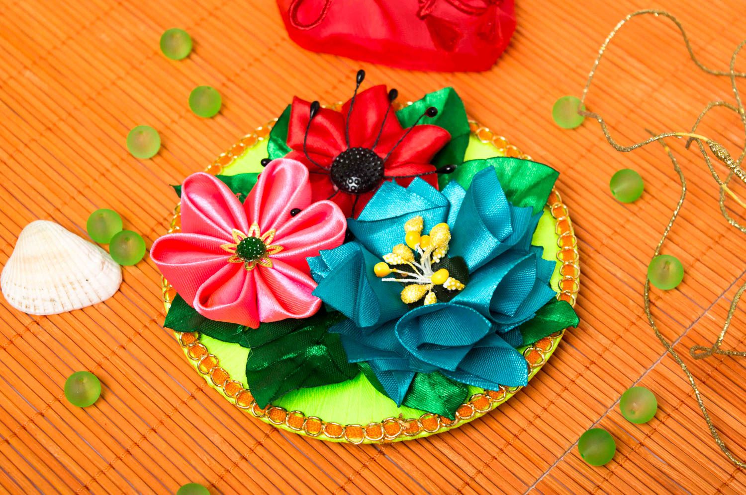 Magnet frigo fleurs fait main Aimant frigo coloré Décoration cuisine original photo 1
