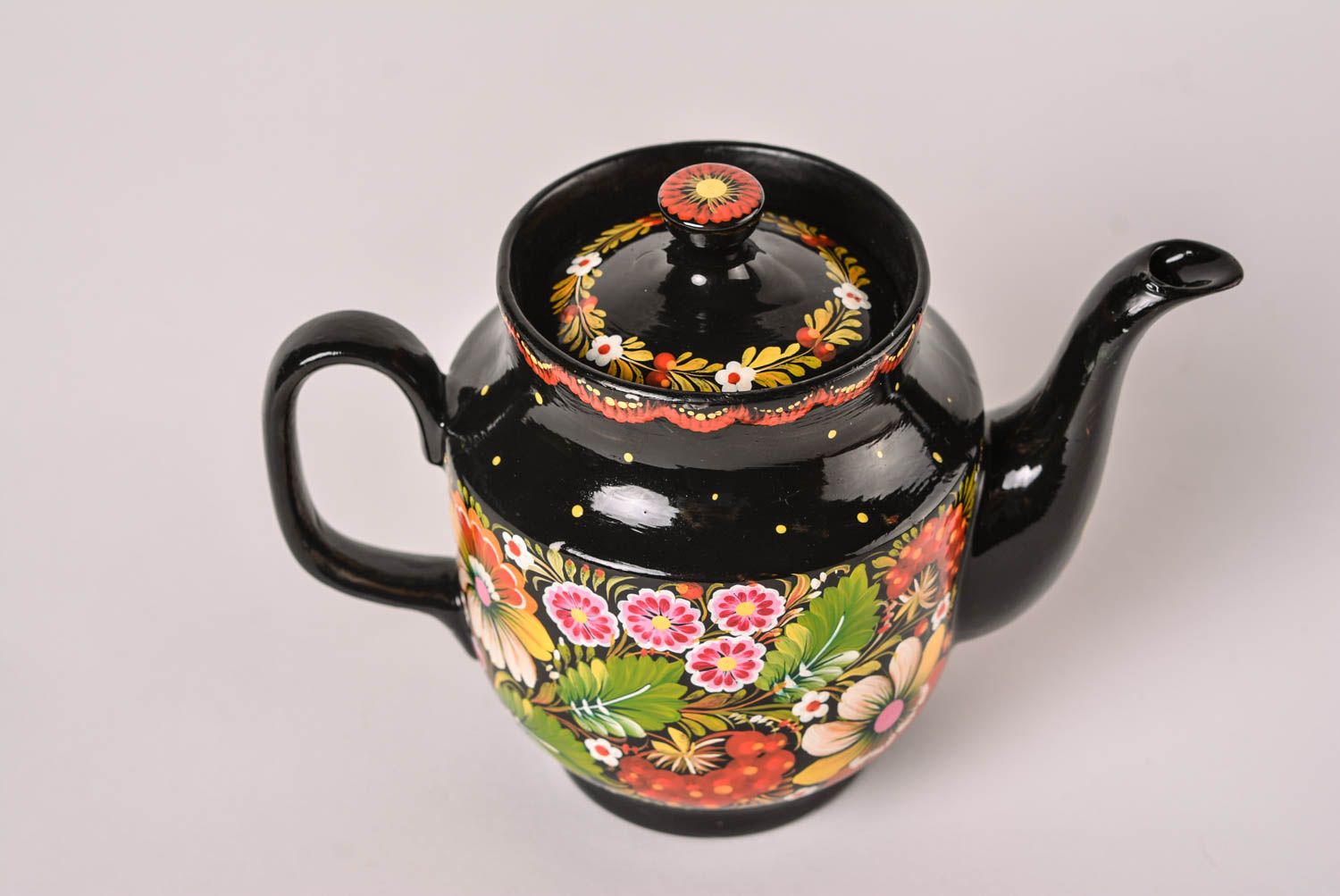 Заварной чайник ручной работы керамический чайник заварник для чая с Петриковкой фото 3