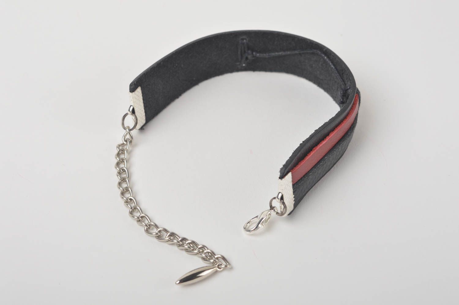 Bracelet en cuir Bijou fait main foncé design beau original Accessoire femme photo 5