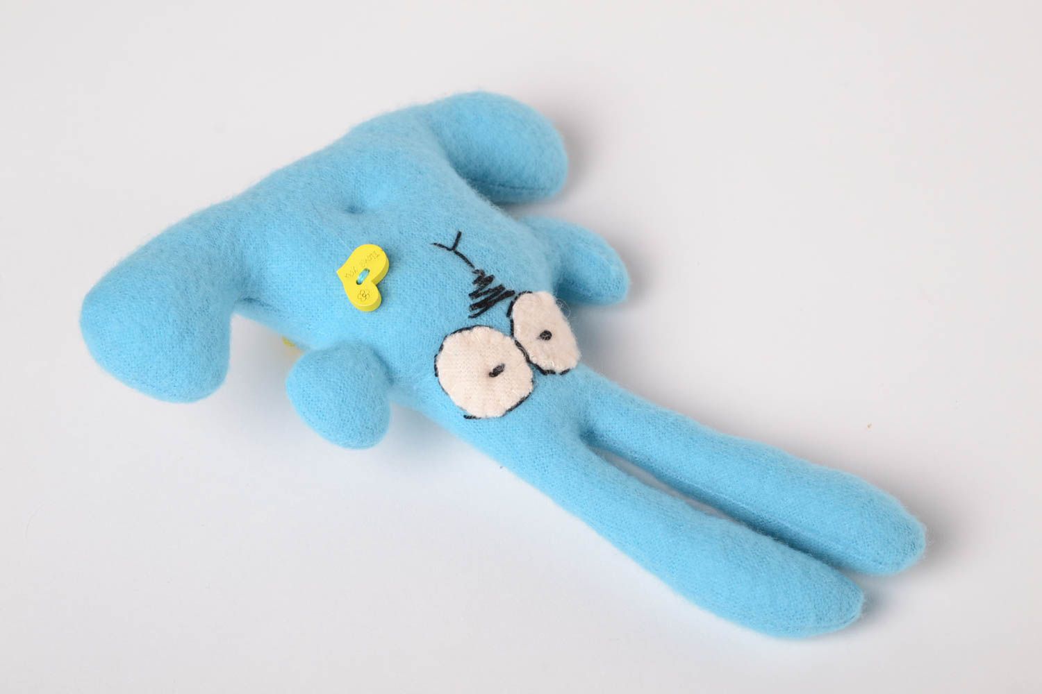Handmade baby toy fleece handmade toy soft toy bright blue bunny toy toy for kid photo 3
