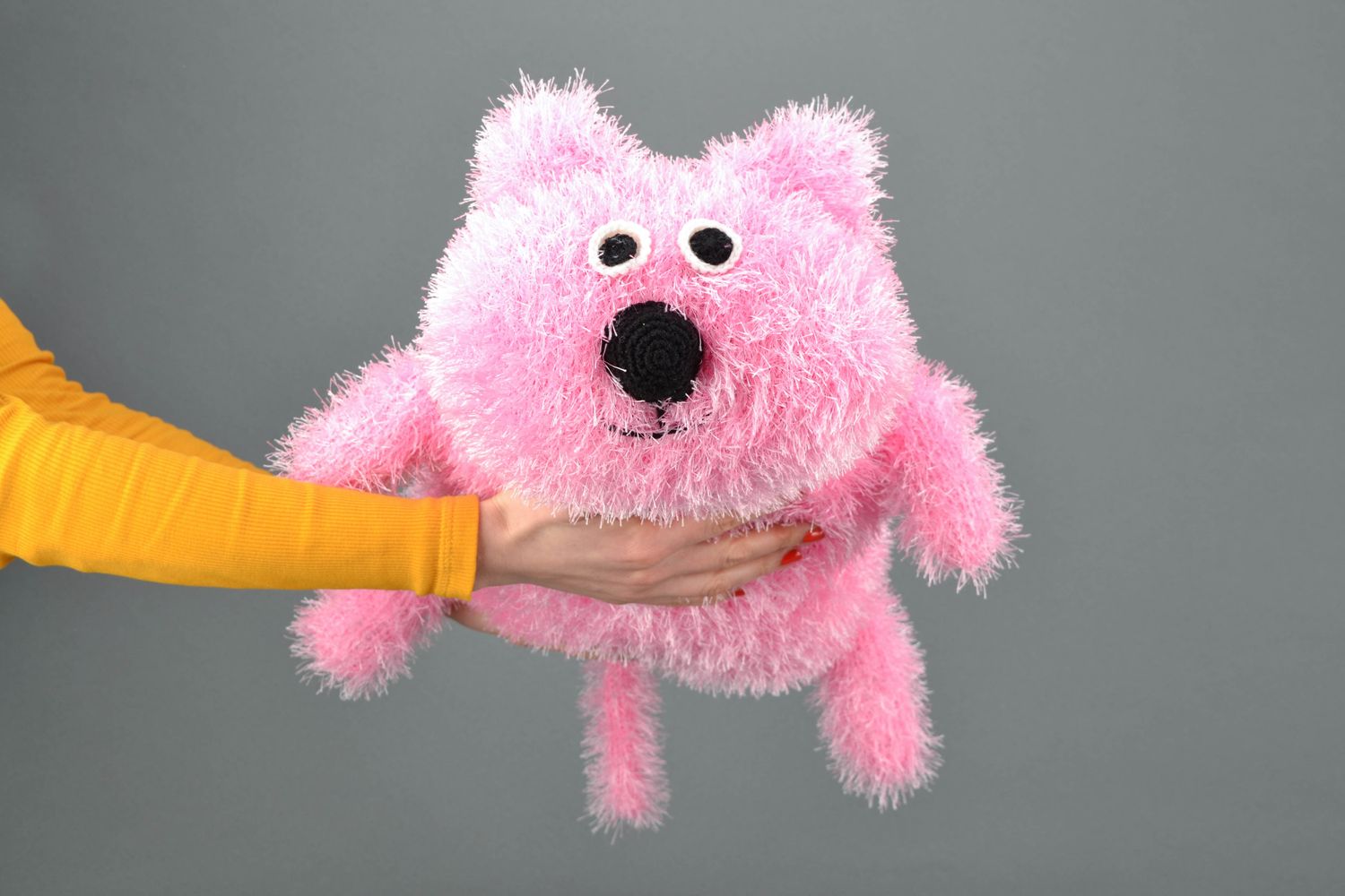 Игрушка подушка для ребенка розовая пушистая  фото 2