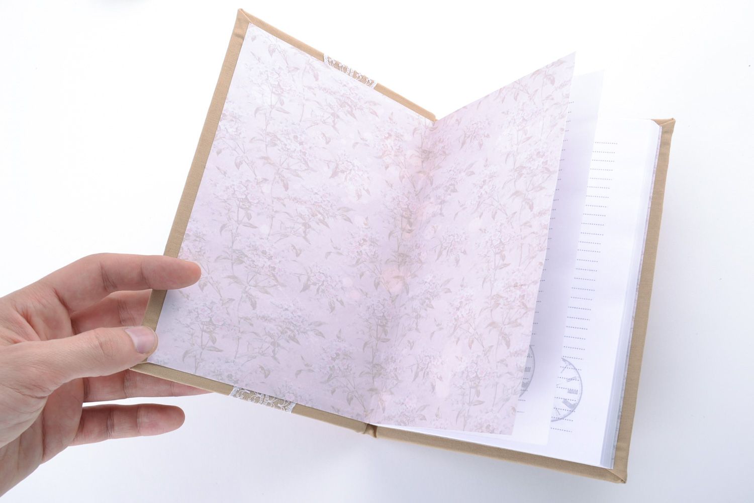 Schönes handmade Notizbuch mit weichem Umschlag und Eiffelturms Motiv foto 3