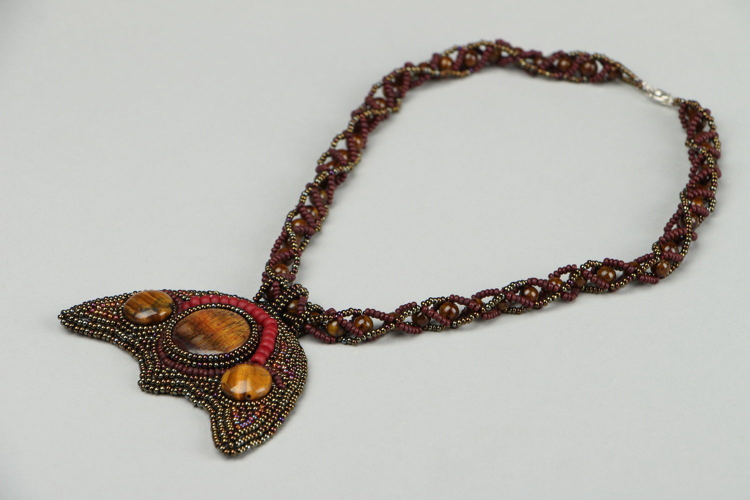 Pendentif-amulette artisanal avec oeil de tigre Lunnice  photo 2