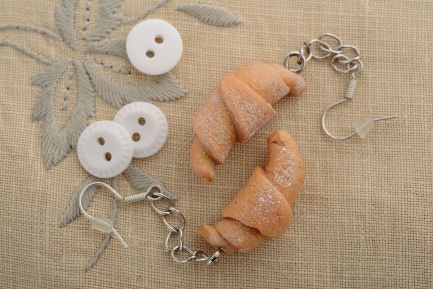 Polymer clay earrings Croissants photo 3