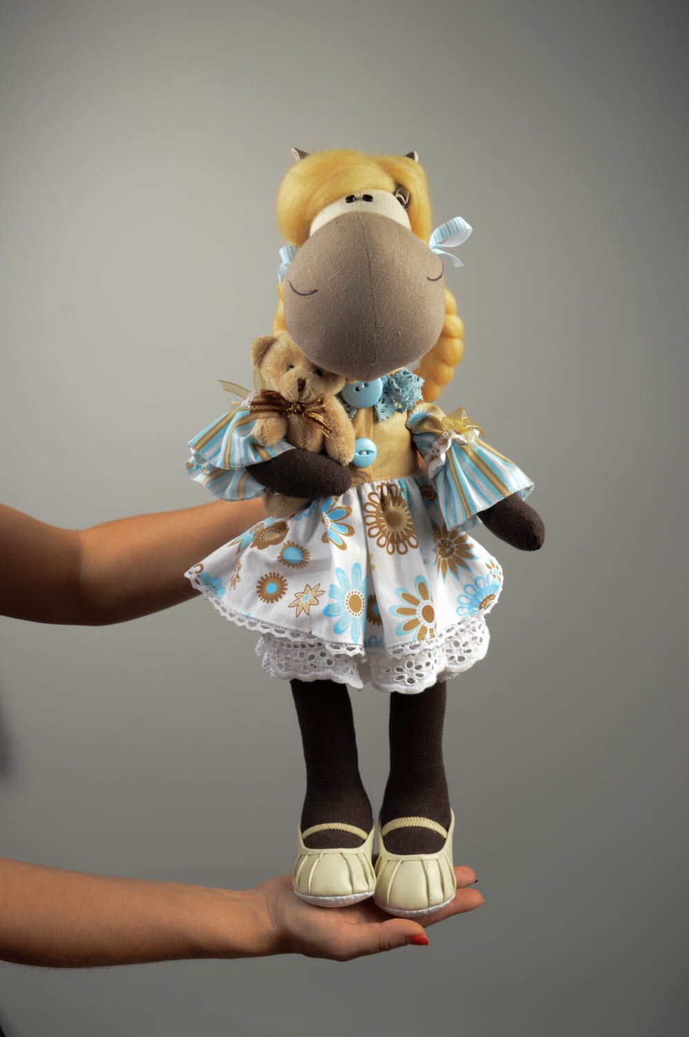 Игрушка лошадка ручной работы детская игрушка кукла из льна мягкая игрушка фото 5